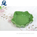 Multi Color Maple Leaf Form Ceramic Fruit Dish